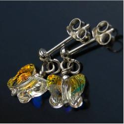 małe,kolczyki,swarovski,motylki,crystal ab - Kolczyki - Biżuteria