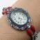 Bransoletki baśniowy zegarek,czerwony koral,Swarovski