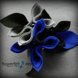 filc,kwiaty,kwiat,broszka,niebieski,chabrowy,szary - Broszki - Biżuteria