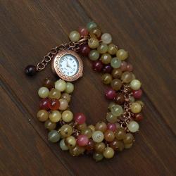 miedziany zegarek z jadeitem soocho - Bransoletki - Biżuteria