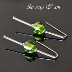 kolczyki ze szkłem weneckim,zielone,nowoczesne - Kolczyki - Biżuteria