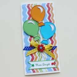 baloniki,życzenia,urodziny,roczek,kolorowe, - Kartki okolicznościowe - Akcesoria