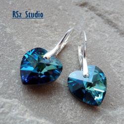 kolczyki srebrne z kryształami,Bermuda Blue - Kolczyki - Biżuteria