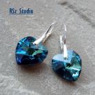 Kolczyki kolczyki srebrne z kryształami,Bermuda Blue
