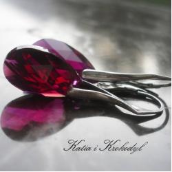 kolczyki,Swarovski,bordowe,eleganckie,ruby - Kolczyki - Biżuteria