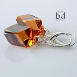 cubic swarovski - miedziane bryłki - Kolczyki - Biżuteria