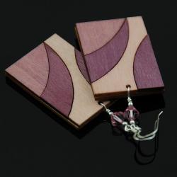 zawieszki drewniane,kryształki Swarovski - Kolczyki - Biżuteria