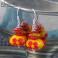 Kolczyki lampwork,ogniste kolczyki,bursztyn,koral