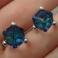 Kolczyki srebrne wkrętki,kostki bermuda blue,Swarovski
