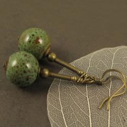 kolczyki mosiężne,zielone - Kolczyki - Biżuteria