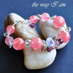 bransoleta ekskluzywna,różowa,róż - Bransoletki - Biżuteria