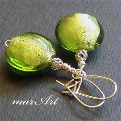 sebrne,zielone kolczyki,oliwki,weneckie - Kolczyki - Biżuteria