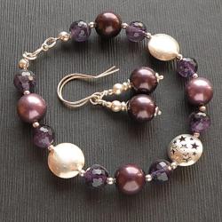 komplet,perły,srebro,seashell,kolczyki,bransoletka - Komplety - Biżuteria