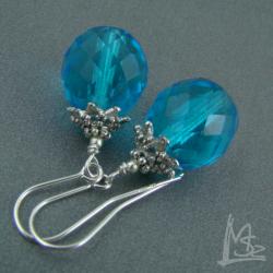 niebieskie kolczyki,kryształ,szlifowane,bali - Kolczyki - Biżuteria
