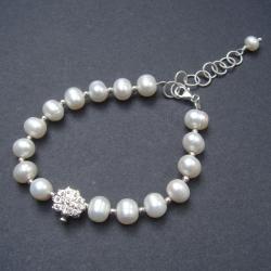 branosletka,perły,srebro,paw - Bransoletki - Biżuteria