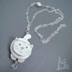 zegarek,kot,wiszący,oryginalny - Naszyjniki - Biżuteria