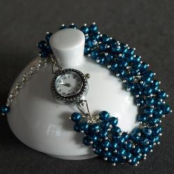 zegarek w bransoletce ze szklanych perełek - Bransoletki - Biżuteria