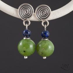 srebro,lapis lazuli,nefryt,kolczyki - Kolczyki - Biżuteria