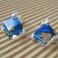 Kolczyki srebrne wkrętki,kostki bermuda blue,Swarovski