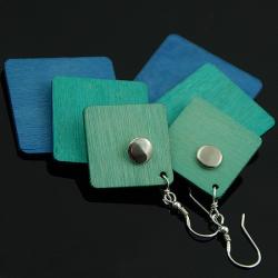 niebieskie kolczyki,lekkie,drewno - Kolczyki - Biżuteria