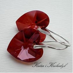 romantyczne kolczyki,swarovski red magma - Kolczyki - Biżuteria