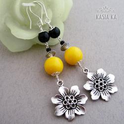kolczyki,słoneczniki,żółte,z kwiatami - Kolczyki - Biżuteria
