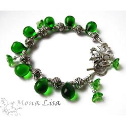 zielona bransoletka,szklane koraliki, - Bransoletki - Biżuteria