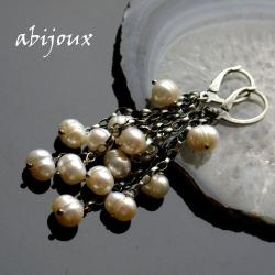 perłowe,kaskady,kolczyki mocno oksydowane - Kolczyki - Biżuteria