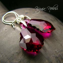 kolczyki z kryształem swarovskiego,rubinowe - Kolczyki - Biżuteria
