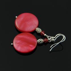 urocze czerwone kolczyki,czerwień,masa perłowa - Kolczyki - Biżuteria