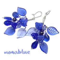 romantyczne,kwiatowe,niebieskie,szafirowe - Kolczyki - Biżuteria