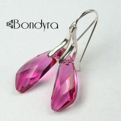 kolczyki,srebro,swarovski,fuksja,flaminigi - Kolczyki - Biżuteria