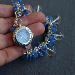 zegarek z kwarcem i kryształem górskim - Bransoletki - Biżuteria