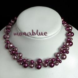 elegancki,perłowy,różowy,bordo - Naszyjniki - Biżuteria