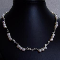 naszyjnik z perłami,pleciony,na ślub - Naszyjniki - Biżuteria