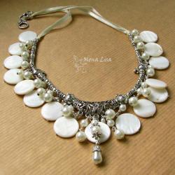 naszyjnik blanca,biała elegancja,masa perłowa - Naszyjniki - Biżuteria