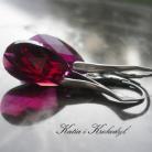 Kolczyki kolczyki,Swarovski,bordowe,eleganckie,ruby