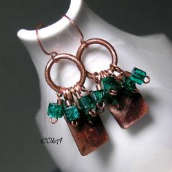 Miedziane kolczyki z koralikami Jablonexu - Kolczyki - Biżuteria