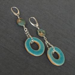 ceramiczne kolczyki,kolor turkusowy - Kolczyki - Biżuteria