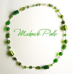 zielony naszyjnik,szklane korale,zielone - Naszyjniki - Biżuteria