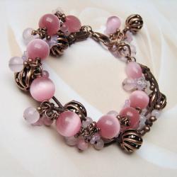 rozowa sznurkowa bransoletka - Bransoletki - Biżuteria